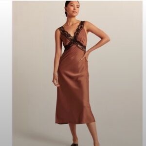 Abercrombie & Fitch satin slip midi dress sz SMALL